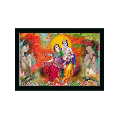 Generic Radha Krishna Painting with Synthetic Photo Frame (Multicolor)