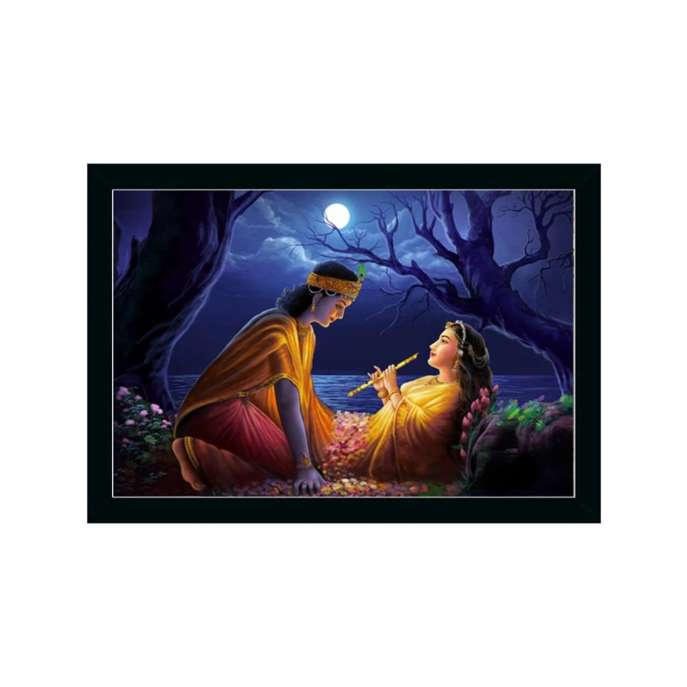 Generic Radha Krishna Painting with Synthetic Photo Frame (Multicolor)