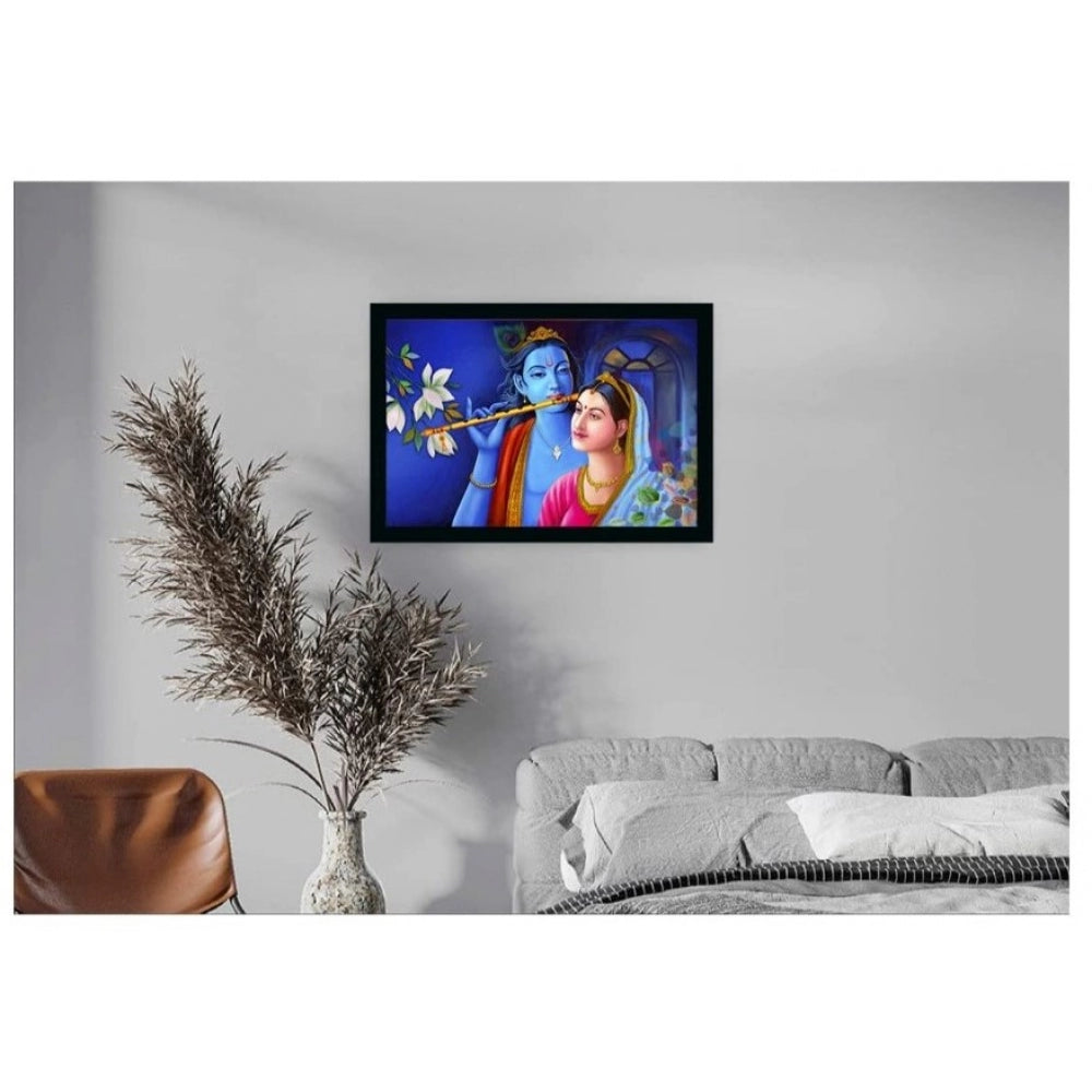 Generic Radha Krishna Painting with Synthetic Photo Frame (Multicolor)