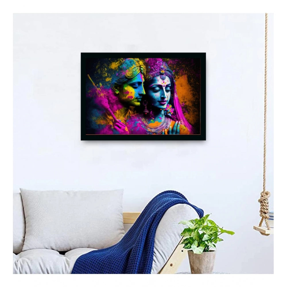 Generic Radha Krishna Painting with Synthetic Photo Frame (Multicolor)