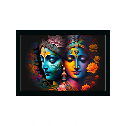 Generic Radha Krishna Painting with Synthetic Photo Frame (Multicolor)