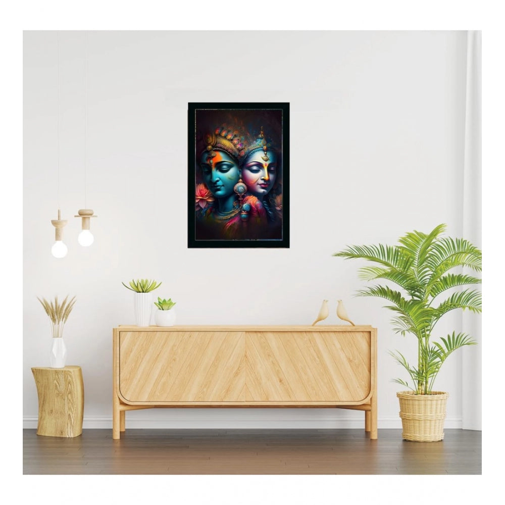 Generic Radha Krishna Painting with Synthetic Photo Frame (Multicolor)