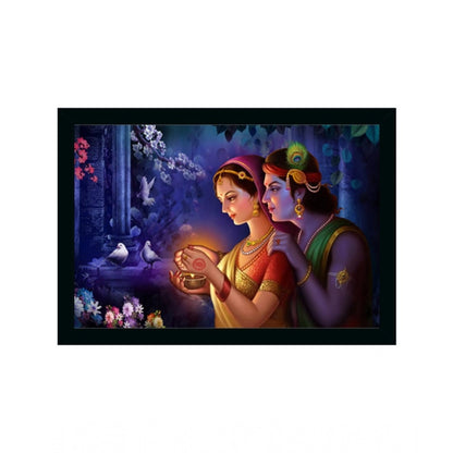 Generic Radha Krishna Painting Vinyl Sparkle Coated with Synthetic Photo Frame (Multicolor)