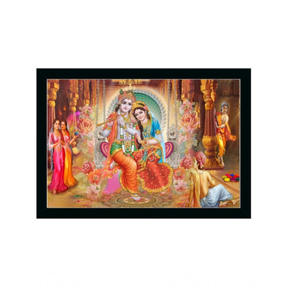 Generic Radha Krishna Painting with Synthetic Photo Frame (Multicolor)