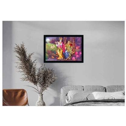 Generic Radha Krishna Painting with Synthetic Photo Frame (Multicolor)