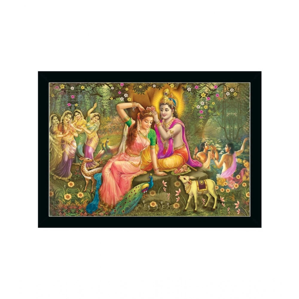 Generic Radha Krishna Painting with Synthetic Photo Frame (Multicolor)