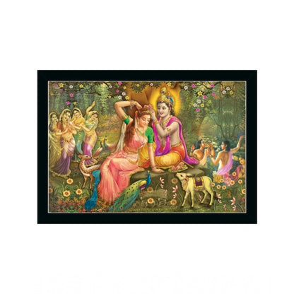 Generic Radha Krishna Painting with Synthetic Photo Frame (Multicolor)