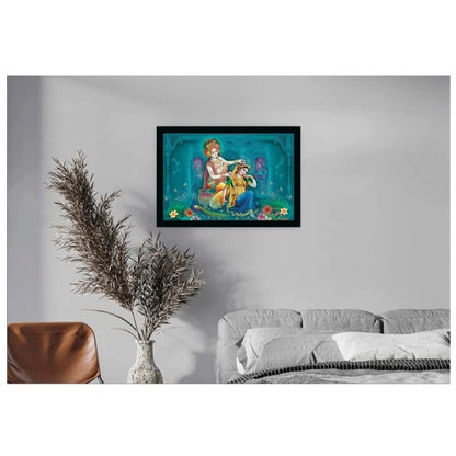 Generic Radha Krishna Painting with Synthetic Photo Frame (Multicolor)