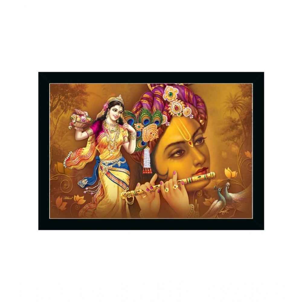 Generic Radha Krishna Painting with Synthetic Photo Frame (Multicolor)