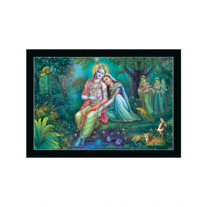 Generic Radha Krishna Painting with Synthetic Photo Frame (Multicolor)