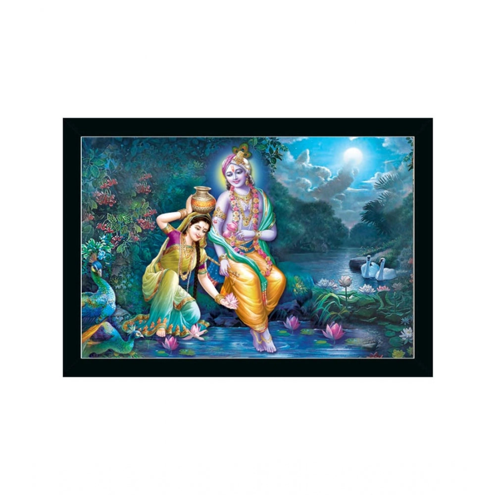 Generic Radha Krishna Painting with Synthetic Photo Frame (Multicolor)