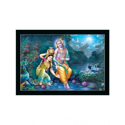 Generic Radha Krishna Painting with Synthetic Photo Frame (Multicolor)