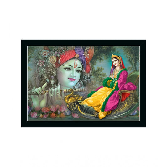 Generic Radha Krishna Painting with Synthetic Photo Frame (Multicolor)