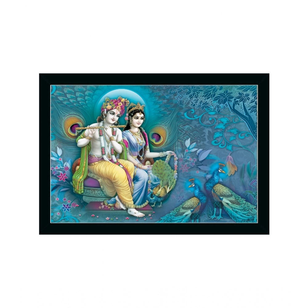 Generic Radha Krishna Painting with Synthetic Photo Frame (Multicolor)