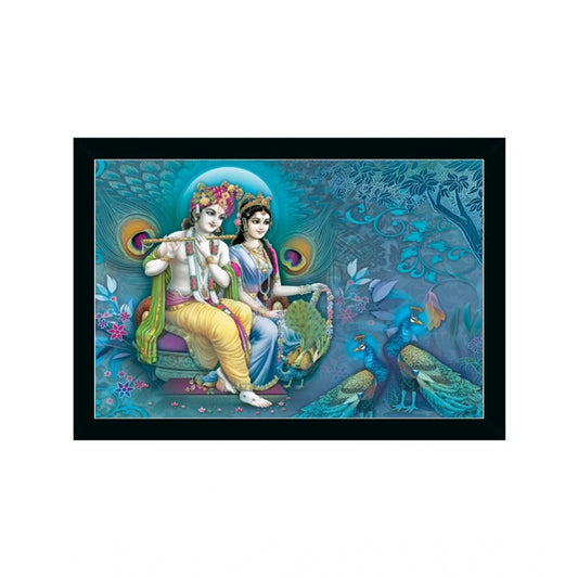 Generic Radha Krishna Painting with Synthetic Photo Frame (Multicolor)