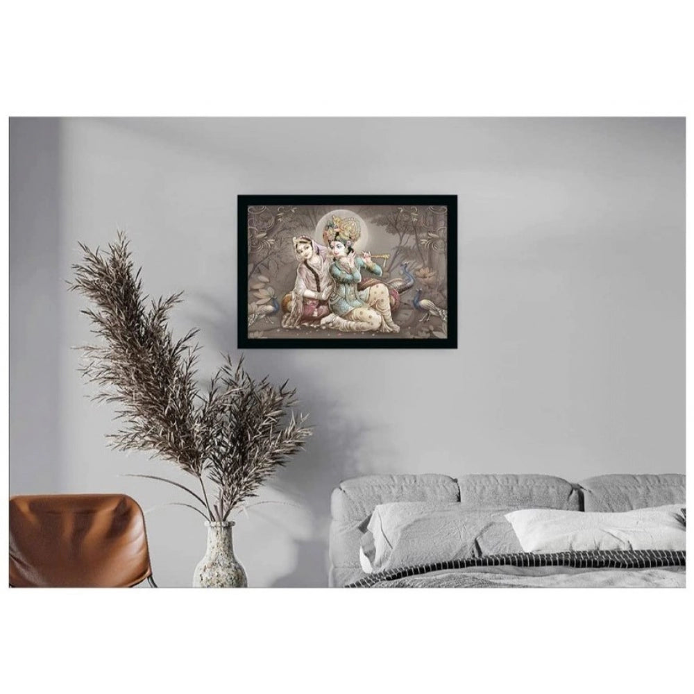 Generic Radha Krishna Painting with Synthetic Photo Frame (Multicolor)