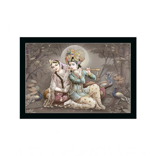 Generic Radha Krishna Painting with Synthetic Photo Frame (Multicolor)