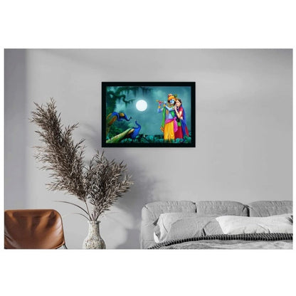 Generic Radha Krishna Painting with Synthetic Photo Frame (Multicolor)