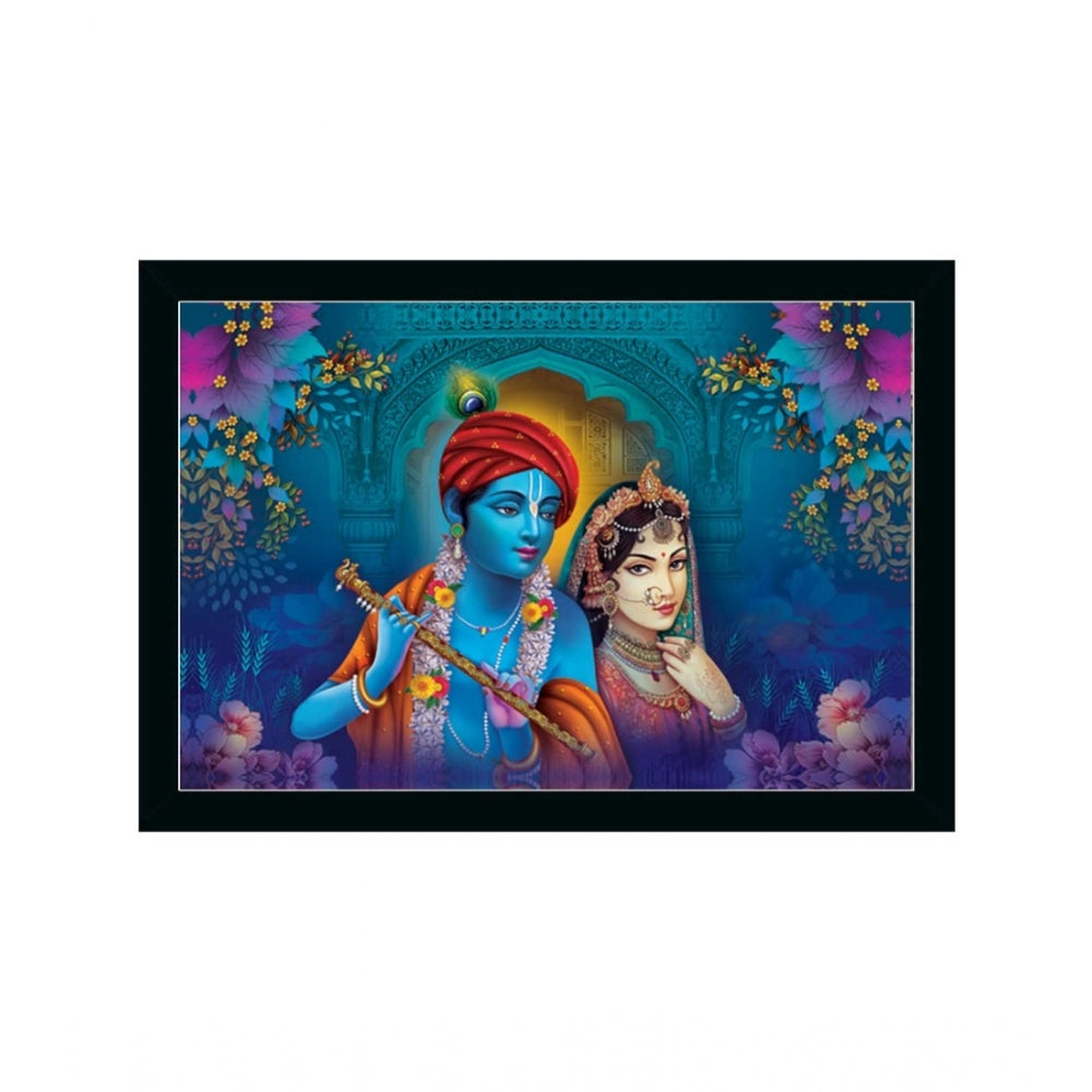 Generic Radha Krishna Painting with Synthetic Photo Frame (Multicolor)