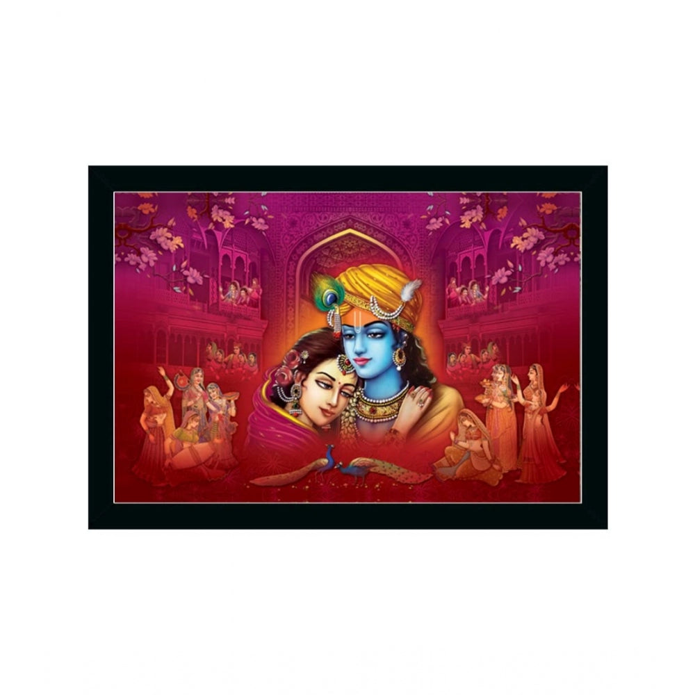 Generic Radha Krishna Painting with Synthetic Photo Frame (Multicolor)