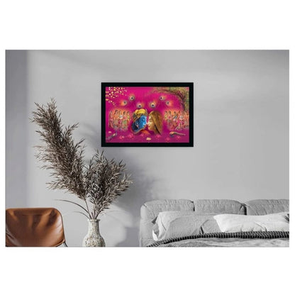 Generic Radha Krishna Painting with Synthetic Photo Frame (Multicolor)