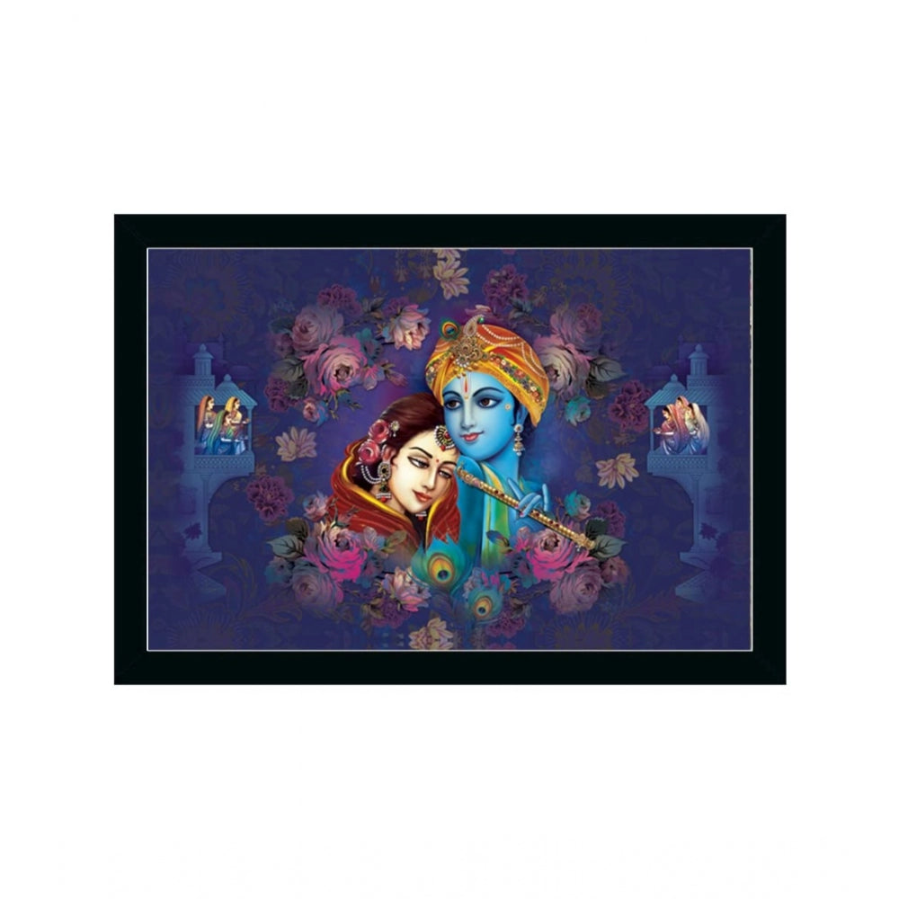 Generic Radha Krishna Painting with Synthetic Photo Frame (Multicolor)