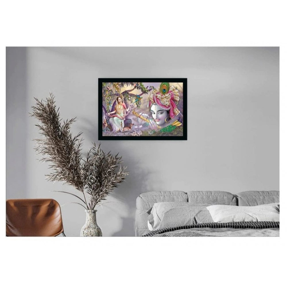 Generic Radha Krishna Painting with Synthetic Photo Frame (Multicolor)