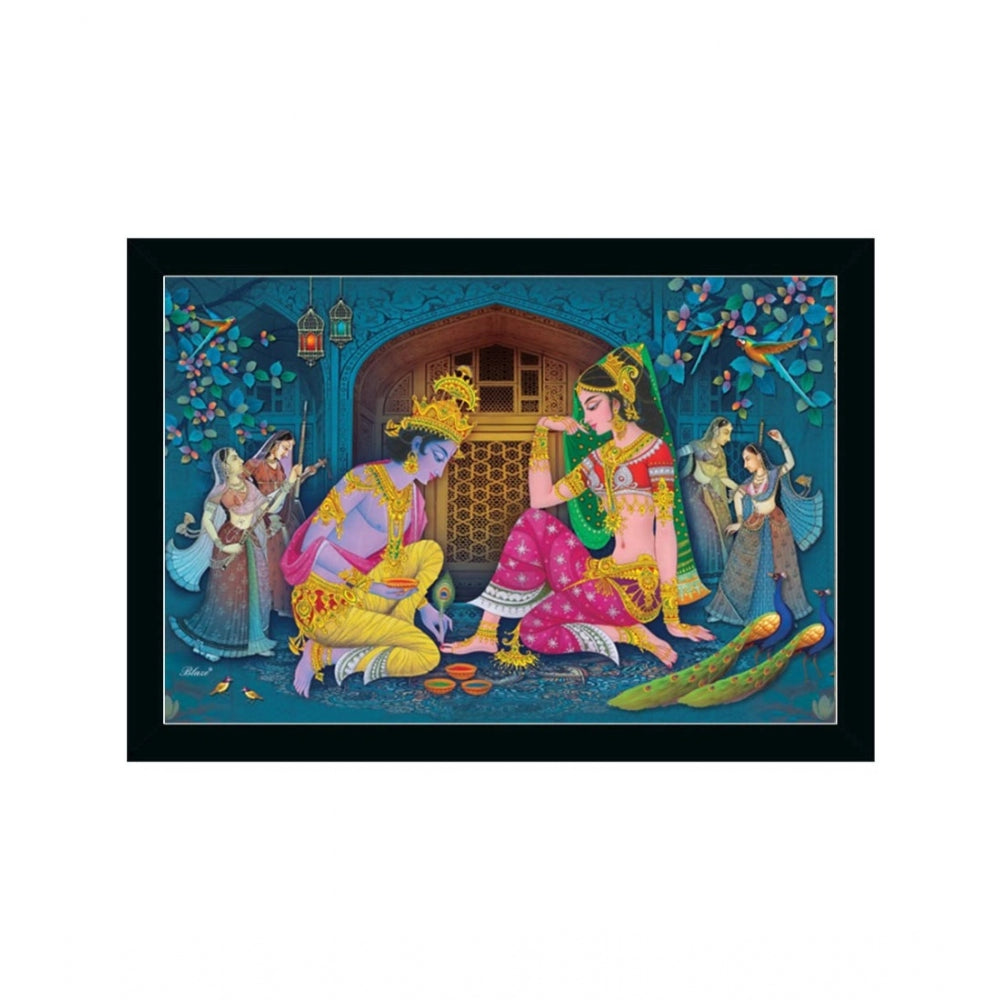 Generic Radha Krishna Painting with Synthetic Photo Frame (Multicolor)