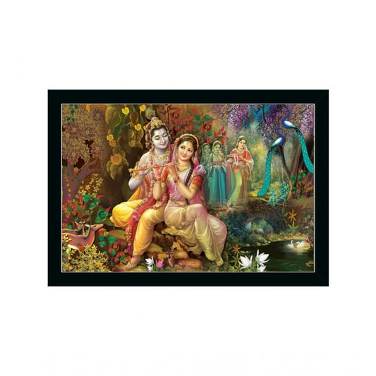 Generic Radha Krishna Painting with Synthetic Photo Frame (Multicolor)