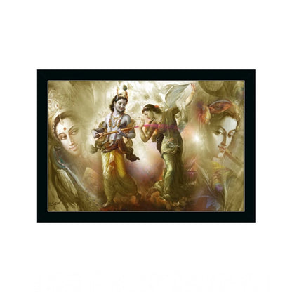 Generic Radha Krishna Painting with Synthetic Photo Frame (Multicolor)