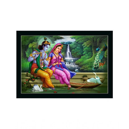 Generic Radha Krishna Painting with Synthetic Photo Frame (Multicolor)