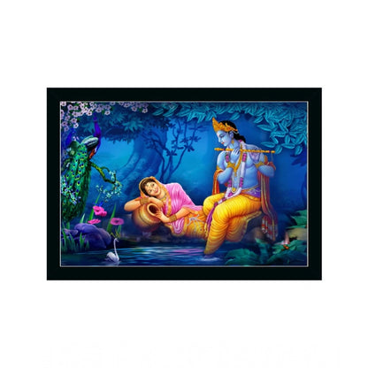 Generic Radha Krishna Painting with Synthetic Photo Frame (Multicolor)