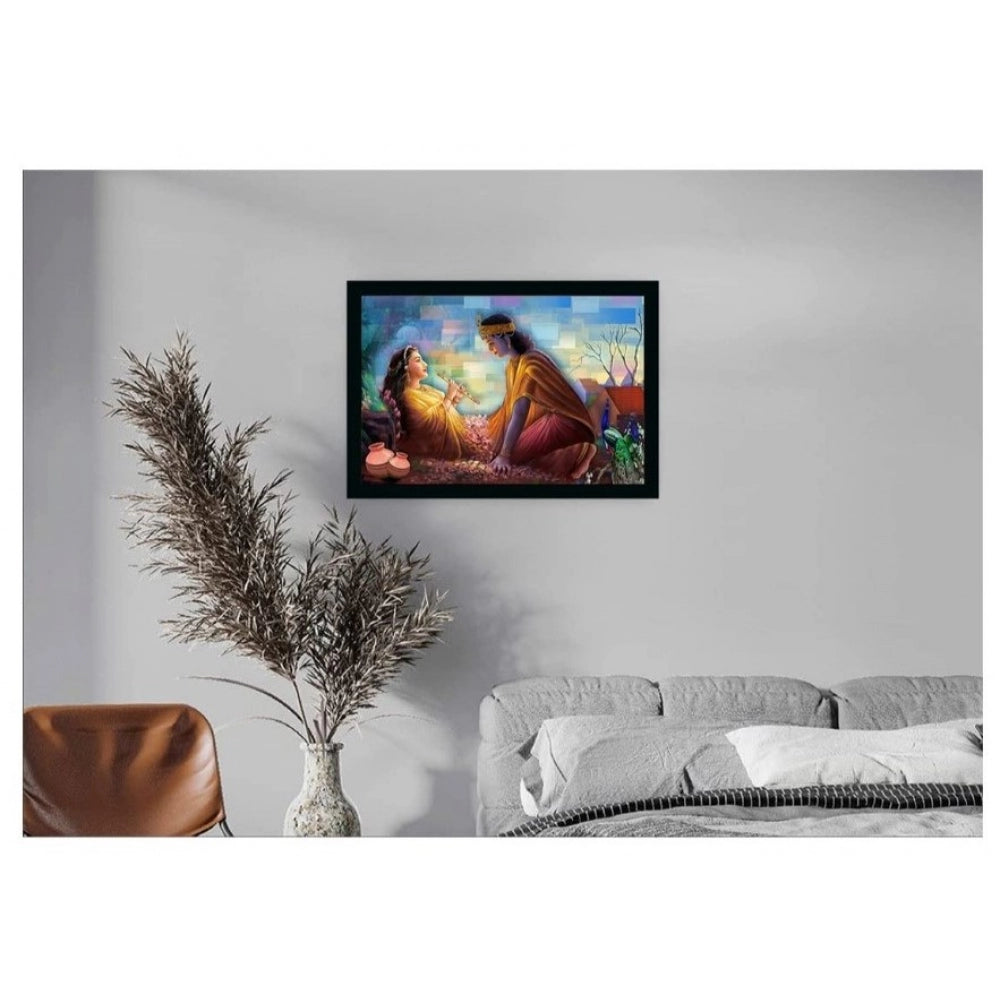 Generic Radha Krishna Painting with Synthetic Photo Frame (Multicolor)