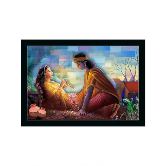 Generic Radha Krishna Painting with Synthetic Photo Frame (Multicolor)