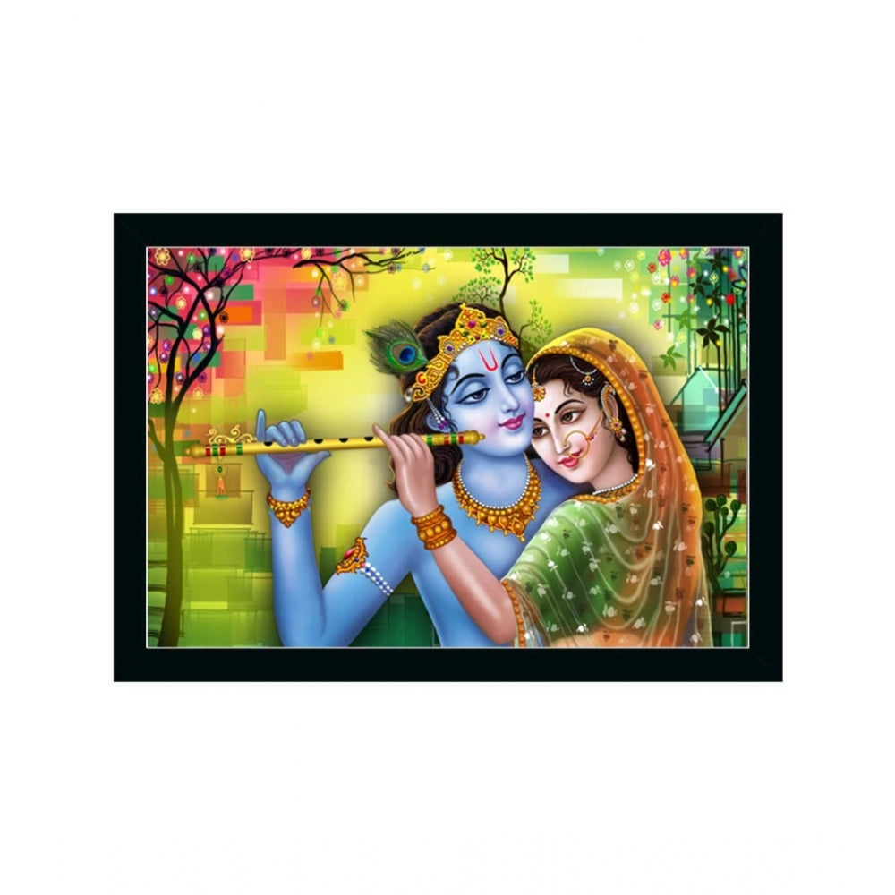 Generic Radha Krishna Painting with Synthetic Photo Frame (Multicolor)