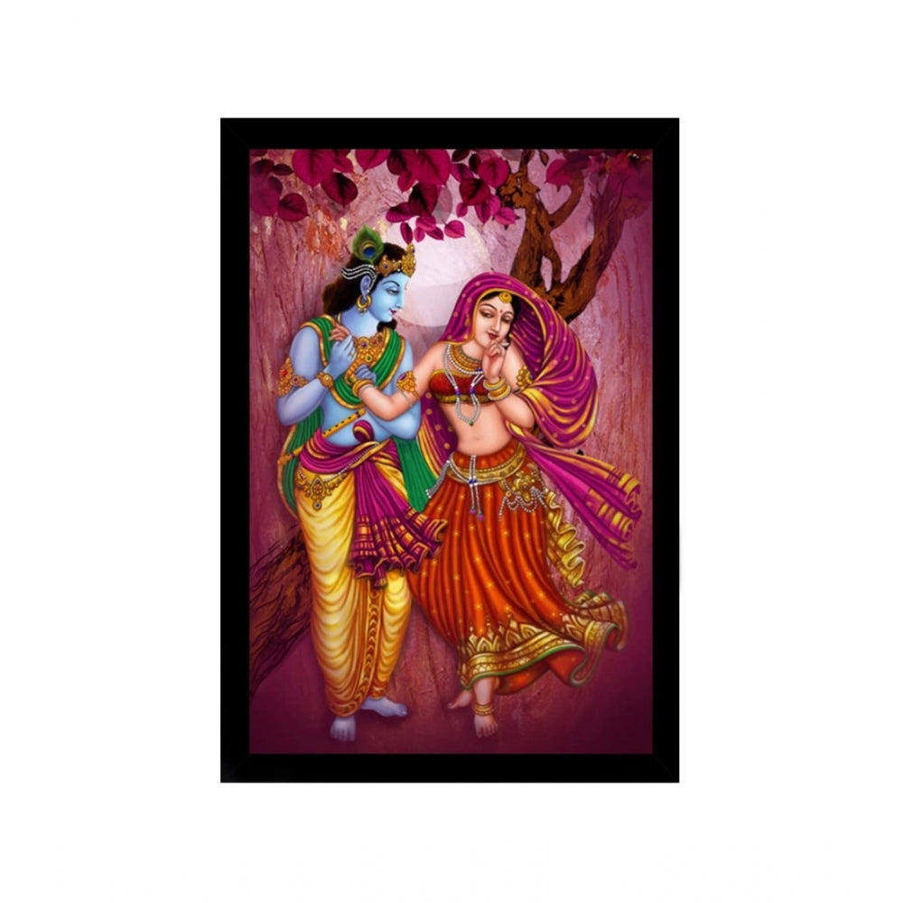 Generic Radha Krishna Painting with Synthetic Photo Frame (Multicolor)