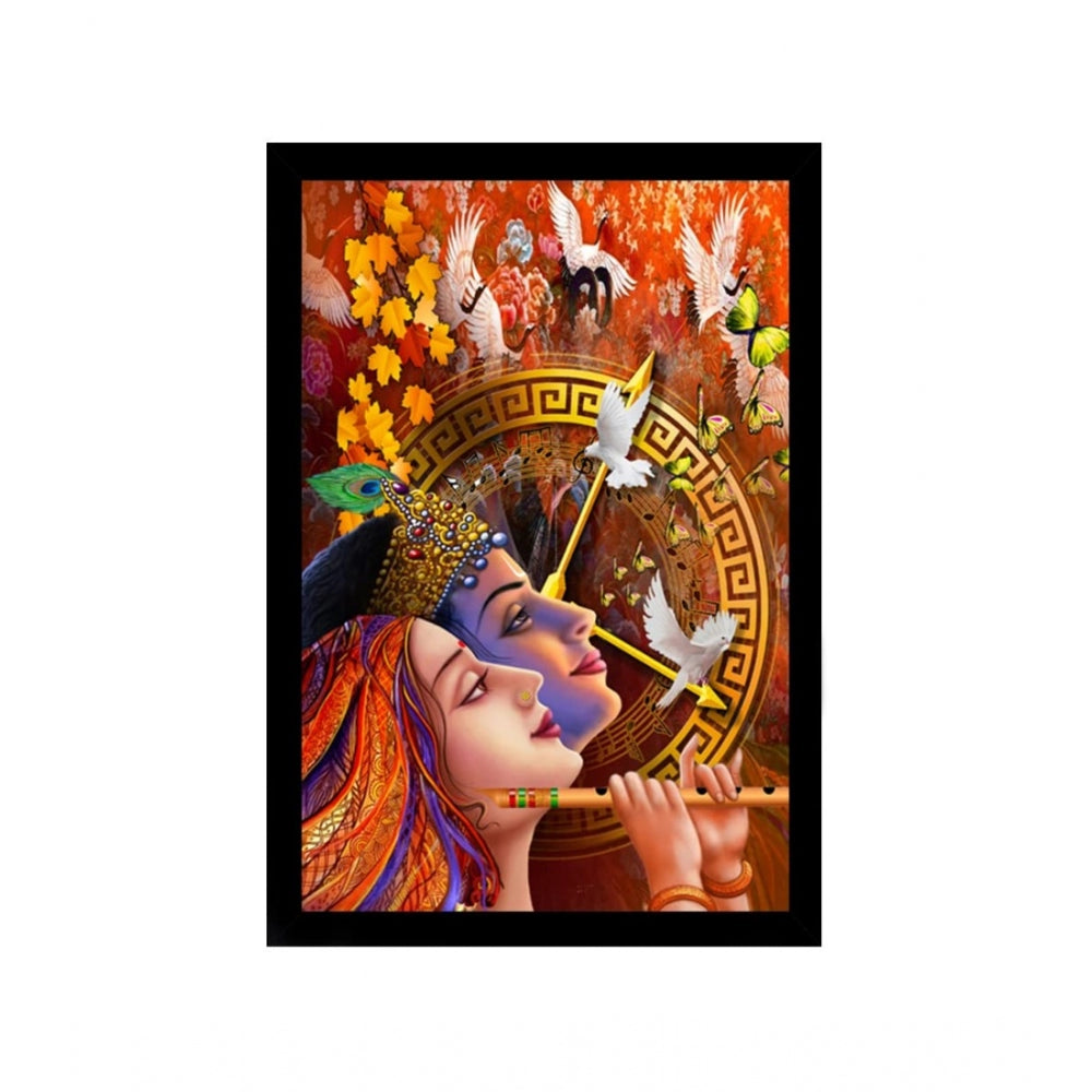 Generic Radha Krishna Painting with Synthetic Photo Frame (Multicolor)