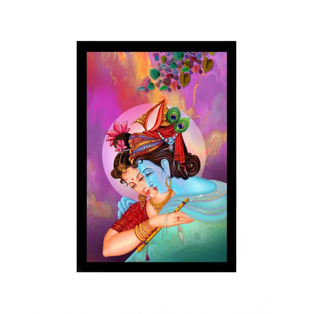 Generic Radha Krishna Painting with Synthetic Photo Frame (Multicolor)