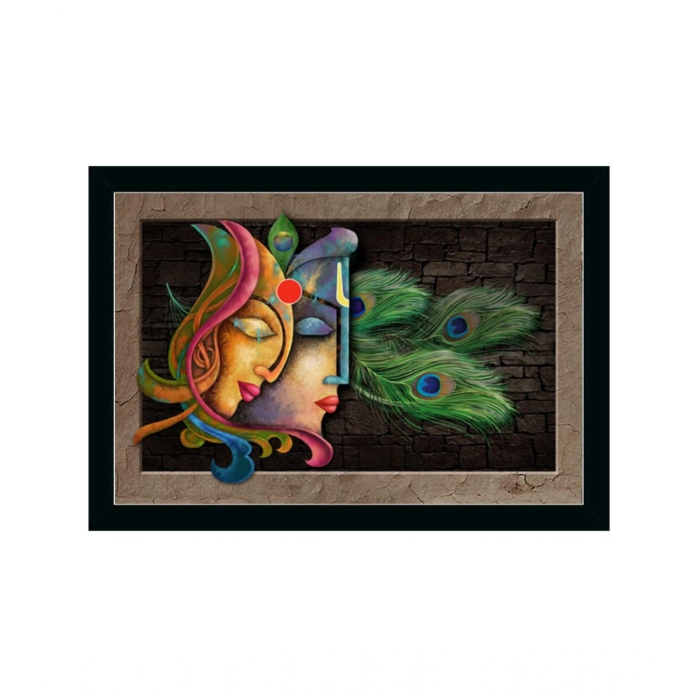 Generic Radha Krishna Painting with Synthetic Photo Frame (Multicolor)