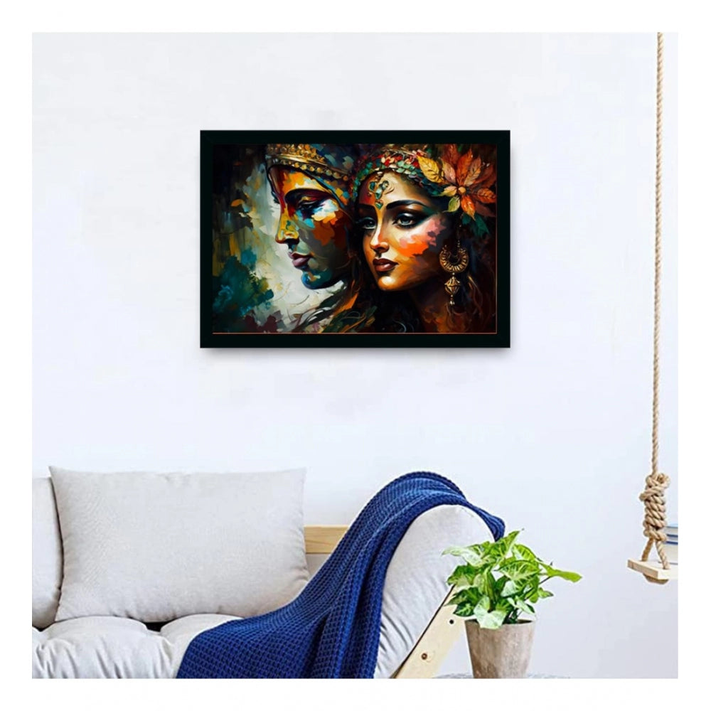 Generic Radha Krishna Painting with Synthetic Photo Frame (Multicolor)