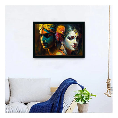 Generic Radha Krishna Painting with Synthetic Photo Frame (Multicolor)