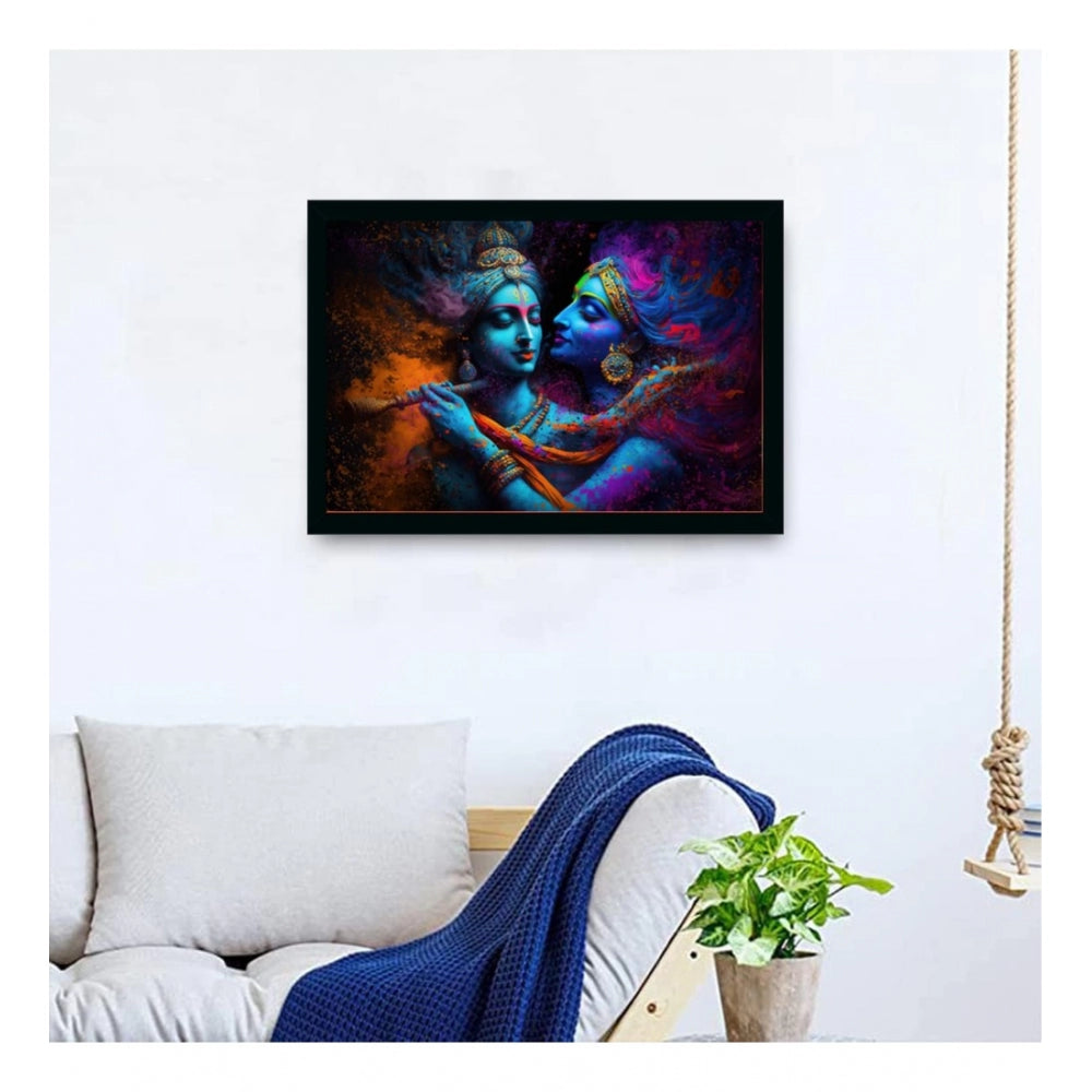 Generic Radha Krishna Painting with Synthetic Photo Frame (Multicolor)