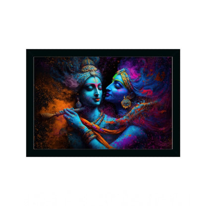 Generic Radha Krishna Painting with Synthetic Photo Frame (Multicolor)