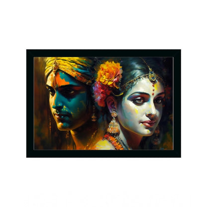 Generic Radha Krishna Painting with Synthetic Photo Frame (Multicolor)