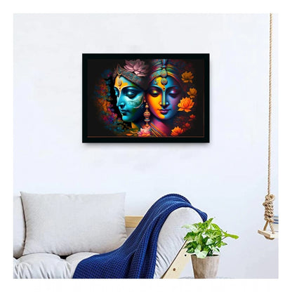 Generic Radha Krishna Painting with Synthetic Photo Frame (Multicolor)