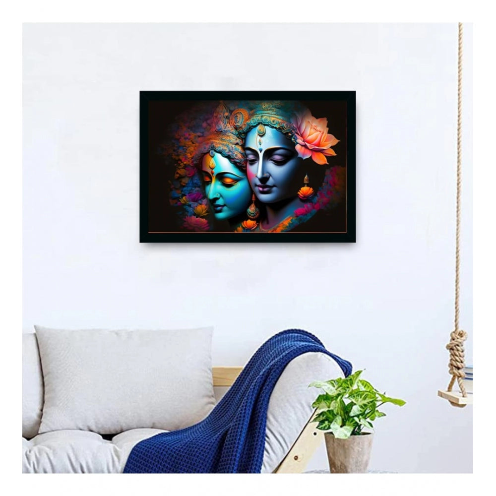 Generic Radha Krishna Painting with Synthetic Photo Frame (Multicolor)