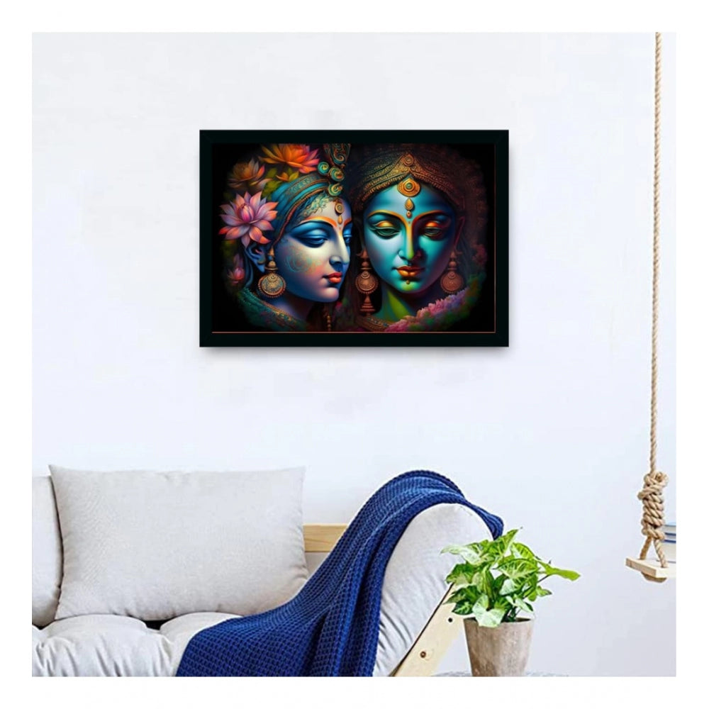 Generic Radha Krishna Painting with Synthetic Photo Frame (Multicolor)