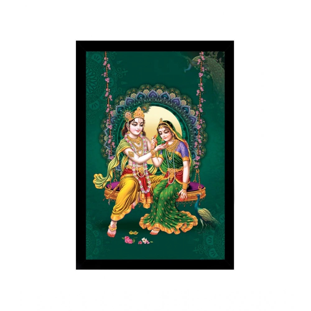 Generic Radha Krishna Painting with Synthetic Photo Frame (Multicolor)