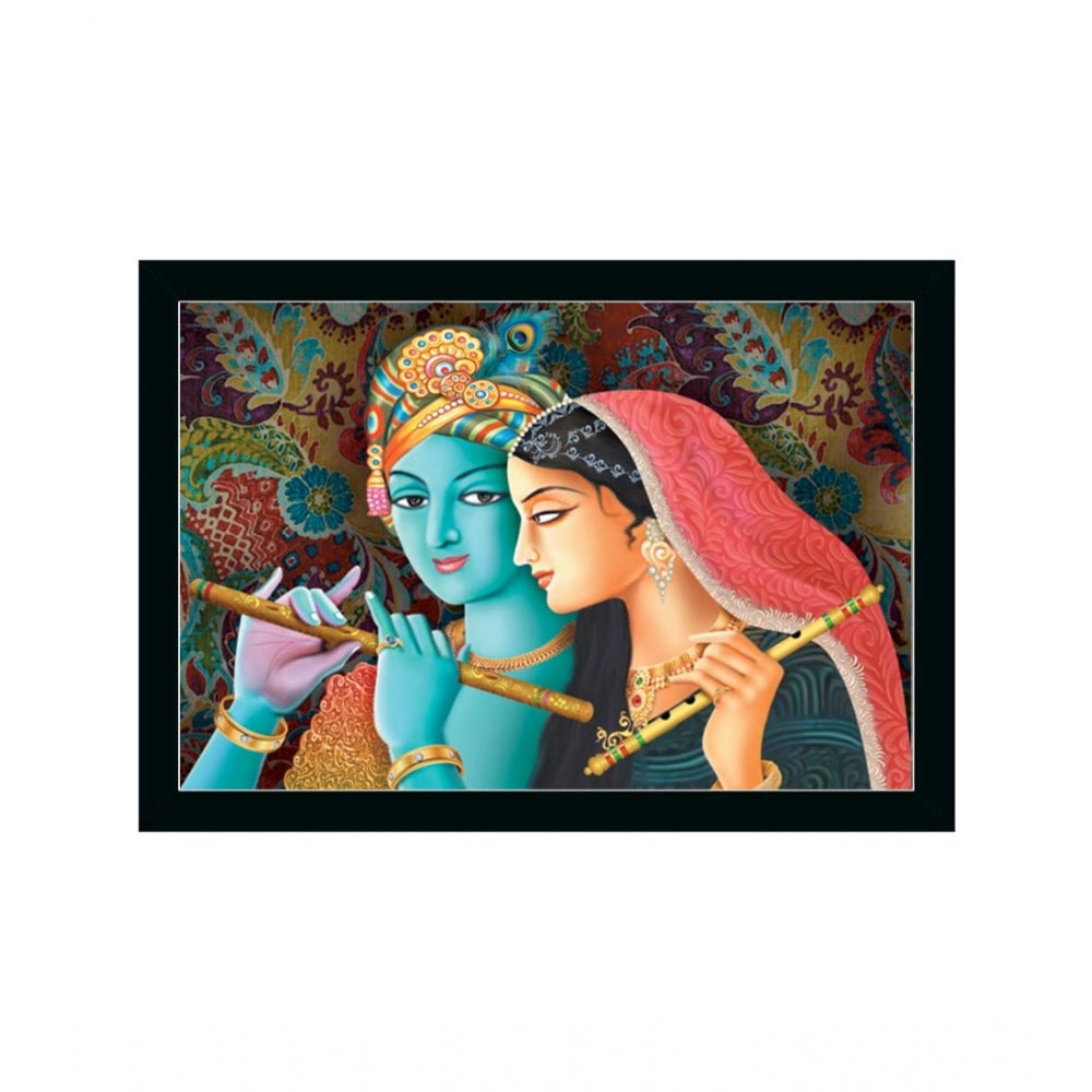 Generic Radha Krishna Painting with Synthetic Photo Frame (Multicolor)