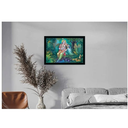 Generic Radha Krishna Painting with Synthetic Photo Frame (Multicolor)